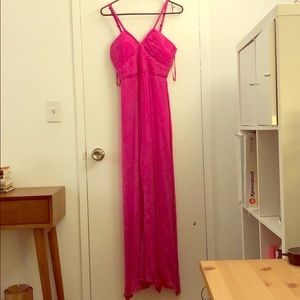 BCBG Silk Hot Pink Long Dress